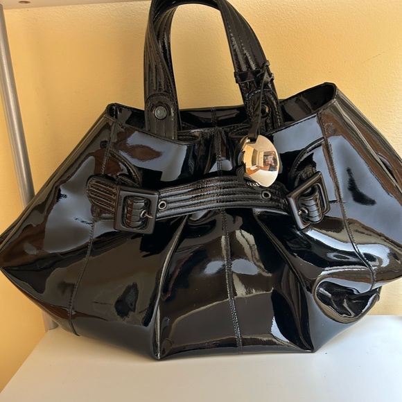 Jaeger Black Faux Patent Tote Bag - Picture 1 of 6
